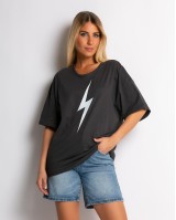 Μπλούζα κοντομάνικη με σχέδιο Thunder ανθρακί Μπλούζα κοντομάνικη με σχέδιο Thunder ανθρακί