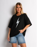 Μπλούζα κοντομάνικη με σχέδιο Thunder μαύρο Μπλούζα κοντομάνικη με σχέδιο Thunder μαύρο
