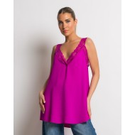Μπλούζα  τιράντα με δαντέλα magenta