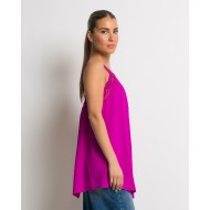 Μπλούζα  τιράντα με δαντέλα magenta