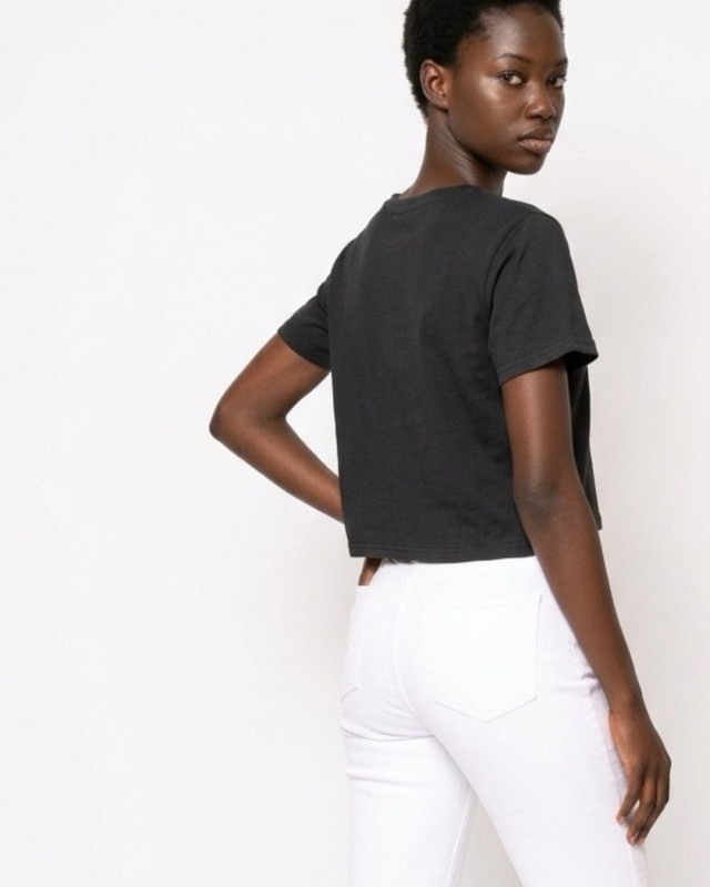 Crop top κοντομάνικο ανθρακί
