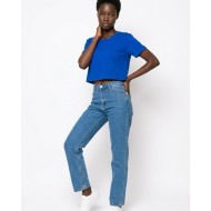 Crop top κοντομάνικο μπλε ρουά