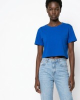 Crop top κοντομάνικο μπλε ρουά