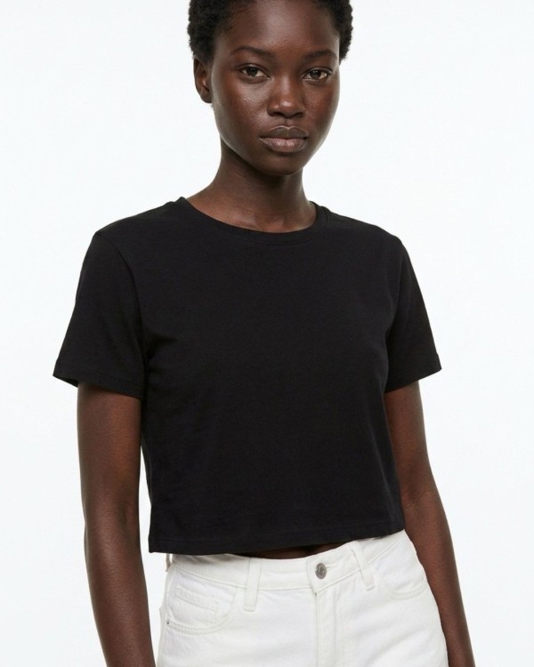 Crop top κοντομάνικο μπλε ρουά