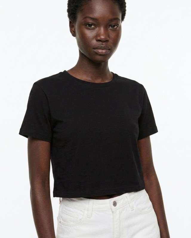 Crop top κοντομάνικο μαύρο
