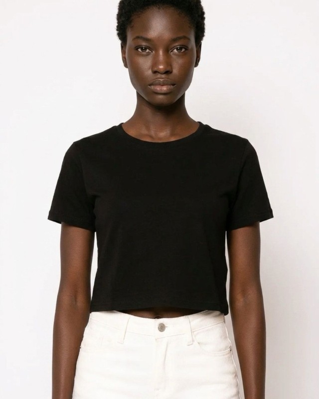 Crop top κοντομάνικο μαύρο