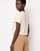 Crop top κοντομάνικο cream