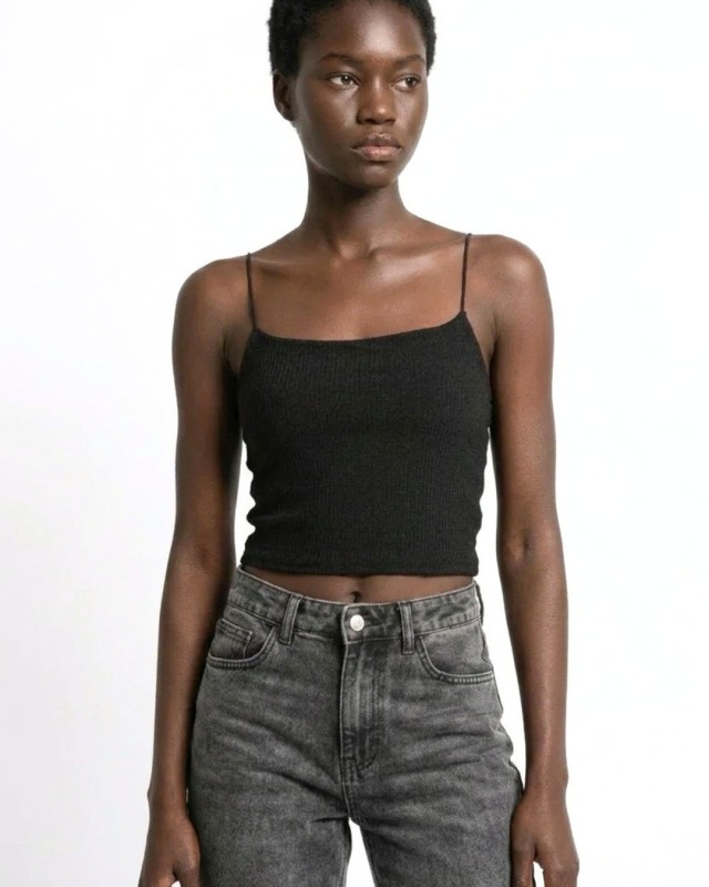 Crop top ραντάκι μαύρο