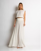 Σετ crop & φούστα με lurex λεπτομέρειες εκρού Σετ crop & φούστα με lurex λεπτομέρειες εκρού