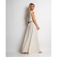 Σετ crop & φούστα με lurex λεπτομέρειες εκρού
