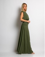 Σετ crop & φούστα με lurex λεπτομέρειες χακί Σετ crop & φούστα με lurex λεπτομέρειες χακί