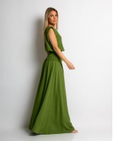 Σετ crop & φούστα με lurex λεπτομέρειες λαδί Σετ crop & φούστα με lurex λεπτομέρειες λαδί