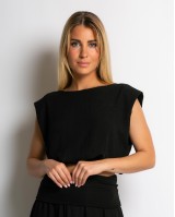 Σετ crop top & φούστα με lurex λεπτομέρειες μαύρο Σετ crop top & φούστα με lurex λεπτομέρειες μαύρο