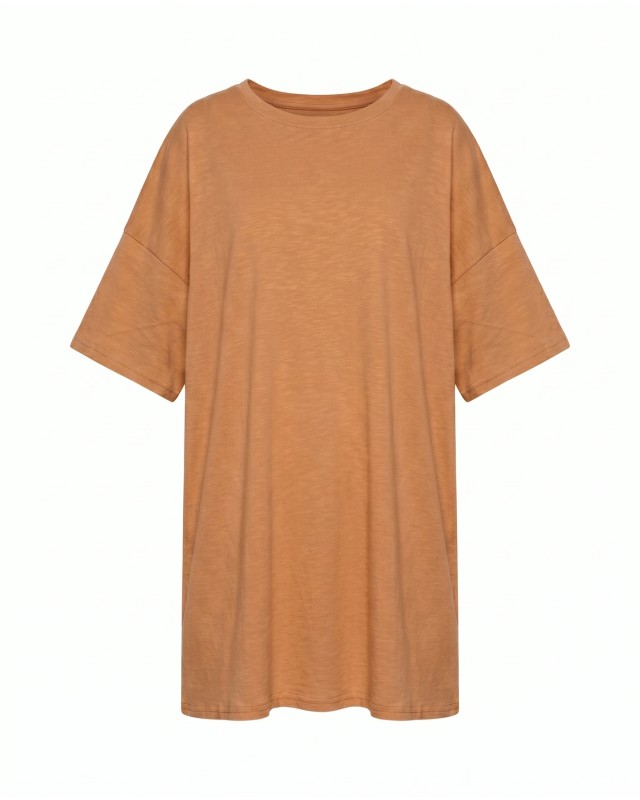 Μπλούζα κοντομάνικη oversized ταμπά