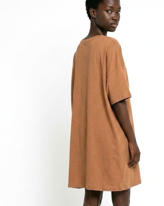 Μπλούζα κοντομάνικη oversized ταμπά