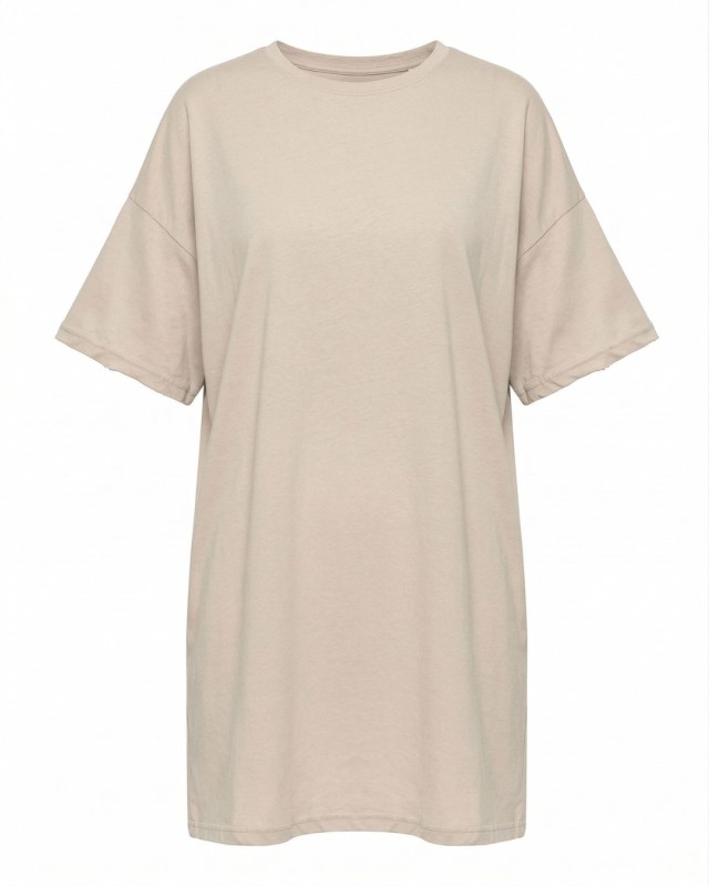 Μπλούζα κοντομάνικη oversized μπεζ ανοιχτό