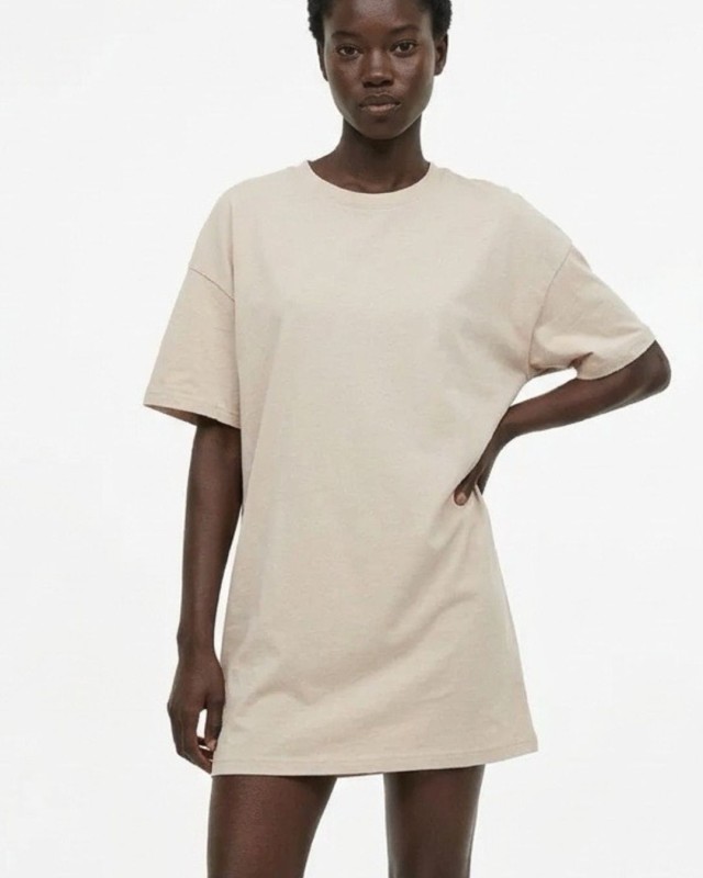 Μπλούζα κοντομάνικη oversized μπεζ ανοιχτό