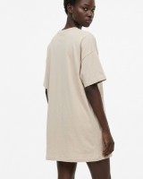 Μπλούζα κοντομάνικη oversized μπεζ ανοιχτό
