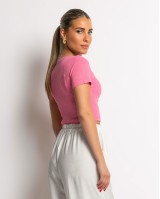 Μπλούζα crop με κλειστή λαιμόκοψη ροζ Μπλούζα crop με κλειστή λαιμόκοψη ροζ