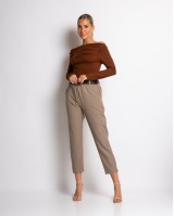 Μπλούζα μακρύ μανίκι με σχέδιο στο στήθος καφέ