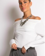 Μπλούζα μακρύ μανίκι με σχέδιο στο στήθος εκρού