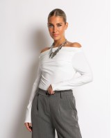 Μπλούζα μακρύ μανίκι με σχέδιο στο στήθος εκρού