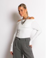 Μπλούζα μακρύ μανίκι με σχέδιο στο στήθος εκρού