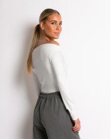 Μπλούζα μακρύ μανίκι με σχέδιο στο στήθος εκρού