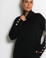 Σετ πλεκτό ζιβάγκο με κουμπιά στα μανίκια & παντελόνι μαύρο