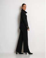 Σετ πλεκτό ζιβάγκο με κουμπιά στα μανίκια & παντελόνι μαύρο