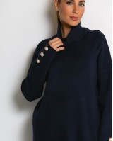 Σετ πλεκτό ζιβάγκο με κουμπιά στα μανίκια & παντελόνι navy