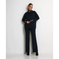 Σετ πλεκτό ζιβάγκο με κουμπιά στα μανίκια & παντελόνι navy