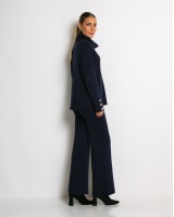 Σετ πλεκτό ζιβάγκο με κουμπιά στα μανίκια & παντελόνι navy