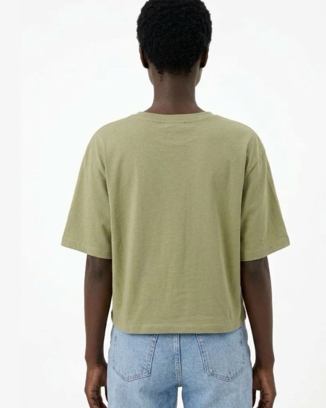 Crop top βαμβακερό light χακί