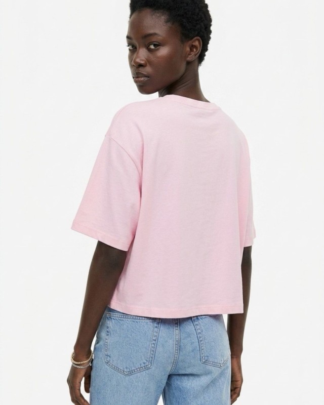 Crop top βαμβακερό παλ ροζ