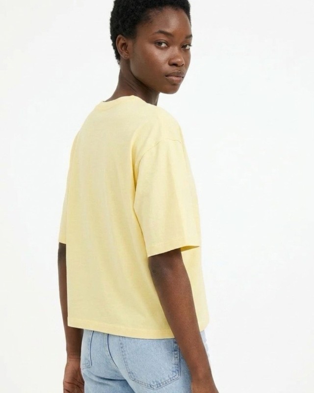 Crop top βαμβακερό κίτρινο