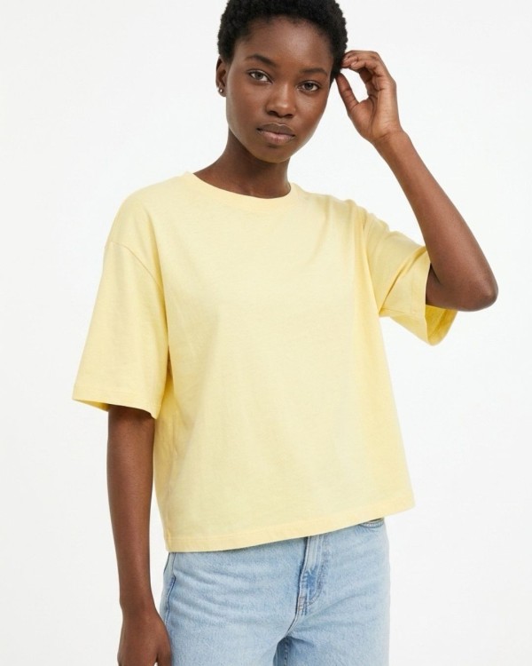 Crop top βαμβακερό κίτρινο