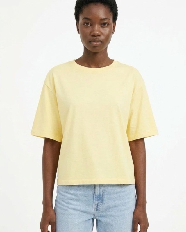 Crop top βαμβακερό κίτρινο