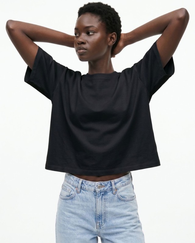 Crop top βαμβακερό μαύρο
