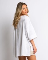 Μπλούζα φαρδιά με τρουακάρ μανίκι off white