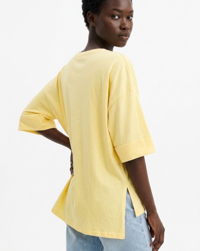 Μπλούζα φαρδιά με τρουακάρ μανίκι yellow