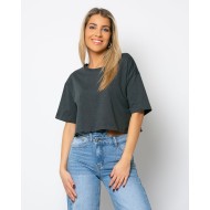 Crop-top κοντομάνικο ανθρακί