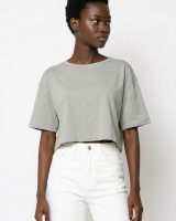 Crop-top κοντομάνικο light χακί