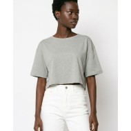Crop-top κοντομάνικο light χακί