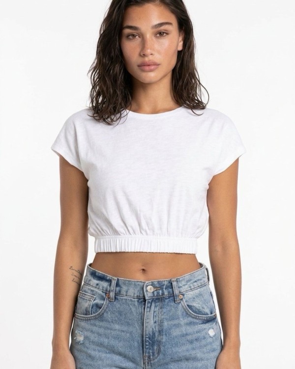Crop top με λάστιχο λευκό