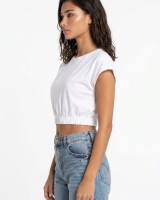 Crop top με λάστιχο λευκό
