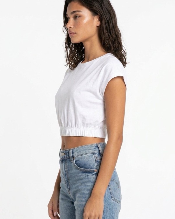 Crop top με λάστιχο λευκό
