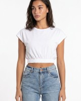 Crop top με λάστιχο λευκό