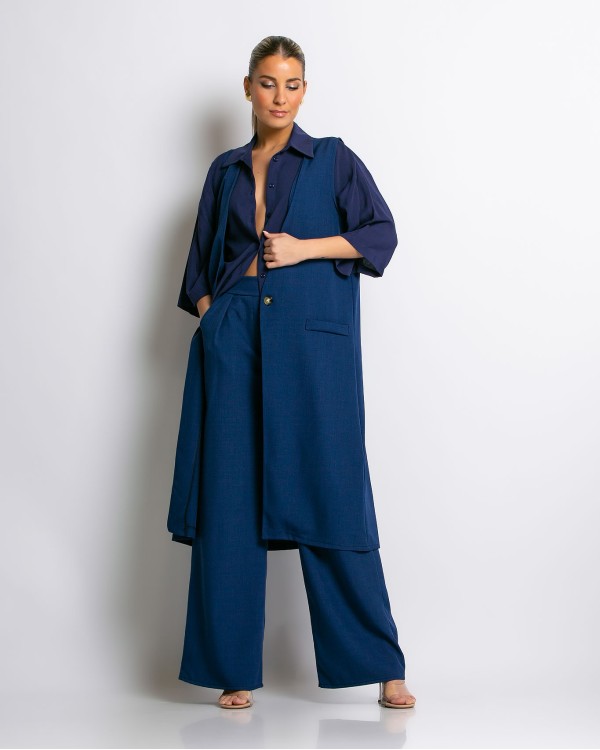 Σετ γιλέκο με κουμπί και παντελόνα navy