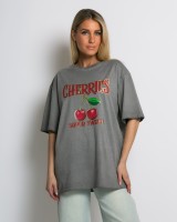 Cherries  Oversized T-Shirt γκρι